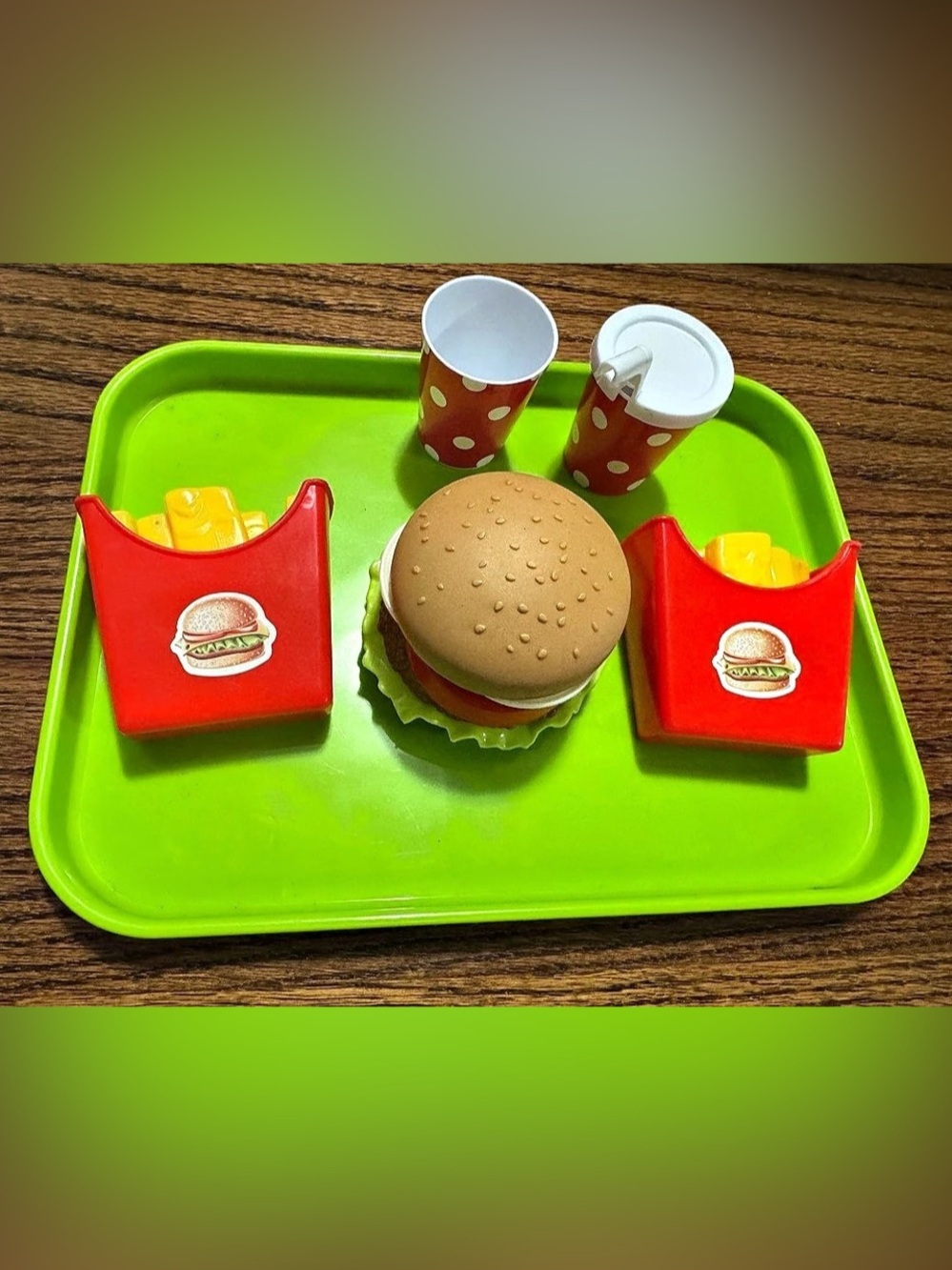 Pretend Play Fast Food Set, Green & Red